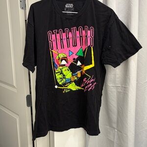 Star Wars Boba Fett Graphic T-Shirt 80’s neon and ladies sz XL